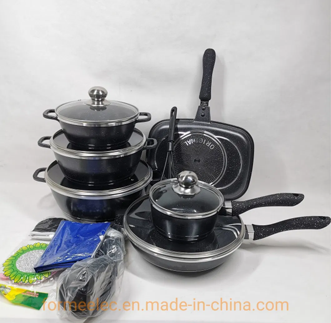 Marble 6PCS Cookware Set 32cm 36cm 40cm Casserole Set Aluminum Stewpot